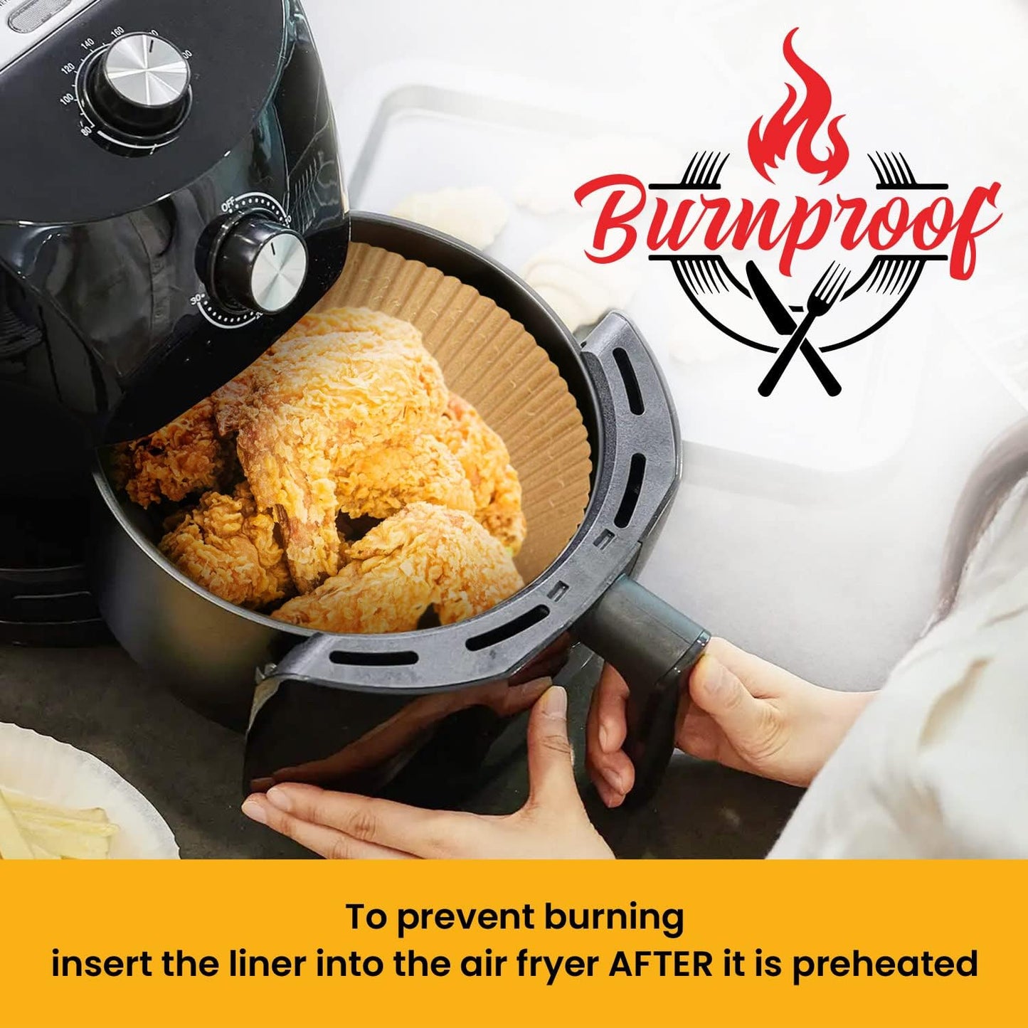 Small Air Fryer Liners, 2 qt Air Fryer Liners, 120Pcs Disposable Parchment Paper Liners – Non-Stick and Oil Proof for Easy Cleanup – 6.3” Round for 2-5 qt Basket by Baker's Signature