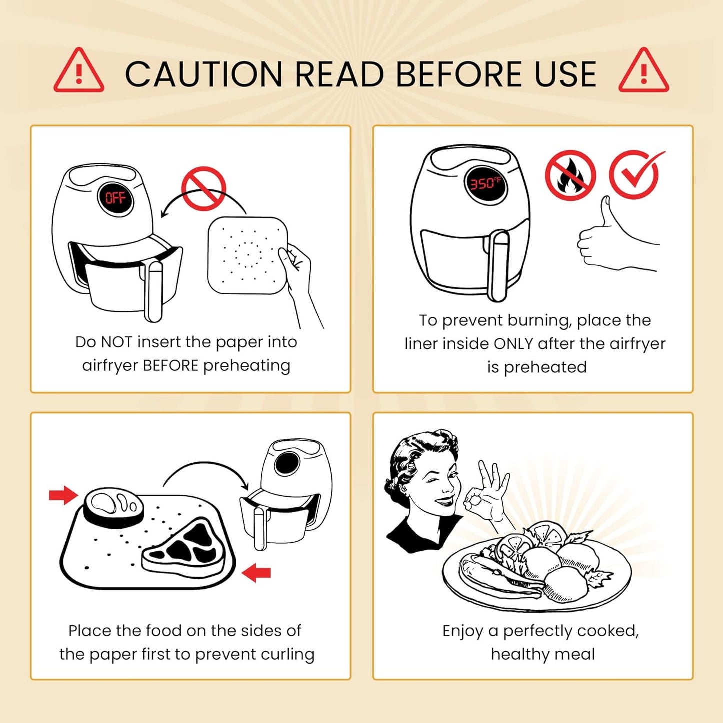 Bamboo Steamer Liner, 8.5" Air Fryer Parchment Paper Liners Sheets – 220pcs Unbleached Bamboo Steamer Basket Liners – Easy Cleanup, Will Not Burn or Curl, Non-Toxic & Volume Pack by Baker’s Signature