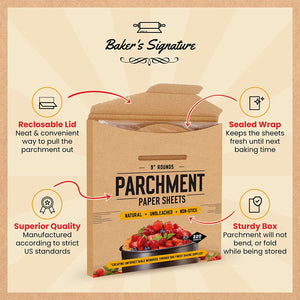 9 Inch Rounds Pack of 220 Parchment Paper Baking Sheets by Baker’s Signature | Precut Silicone Coated & Unbleached – Will Not Curl or Burn – Non-Toxic & Comes in Convenient Packaging