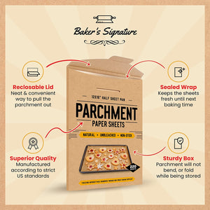 Parchment Paper Baking Sheets by Baker’s Signature | Precut Silicone Coated & Unbleached – Will Not Curl or Burn – Non-Toxic & Comes in Convenient Packaging – 12x16 Inch Pack of 220