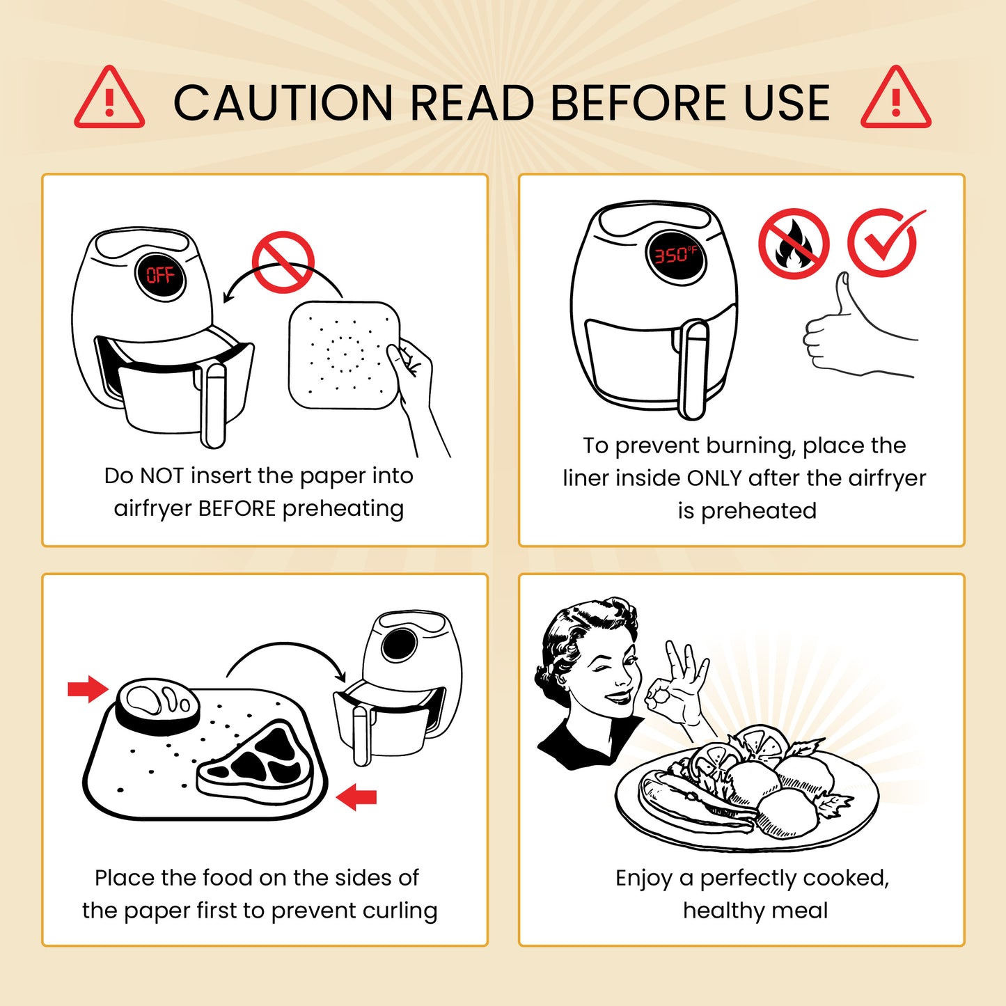 8.5 Inch Airfryer Squares Pack of 220 Parchment Paper Sheets by Baker’s Signature | Precut Silicone Coated & Unbleached – Will Not Curl or Burn – Non-Toxic & Comes in Convenient Packaging