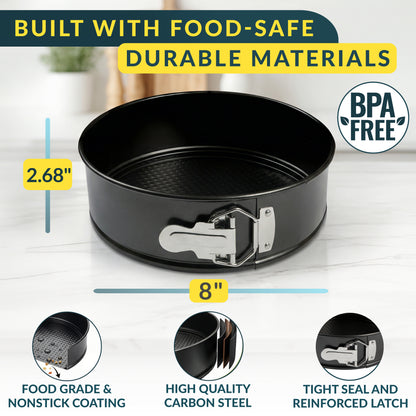 Cheesecake Pan 8" Carbon Steel With Removable Bottom – Leakproof Design Nonstick Coating Springform – Durable Cake Mold With Secure Latch, Even Heat Cheese Cake Pans For Baking