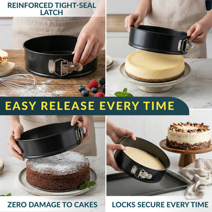 Cheesecake Pan 9" Carbon Steel With Removable Bottom – Leakproof Design Nonstick Coating Springform – Durable Cake Mold With Secure Latch, Even Heat Cheese Cake Pans For Baking