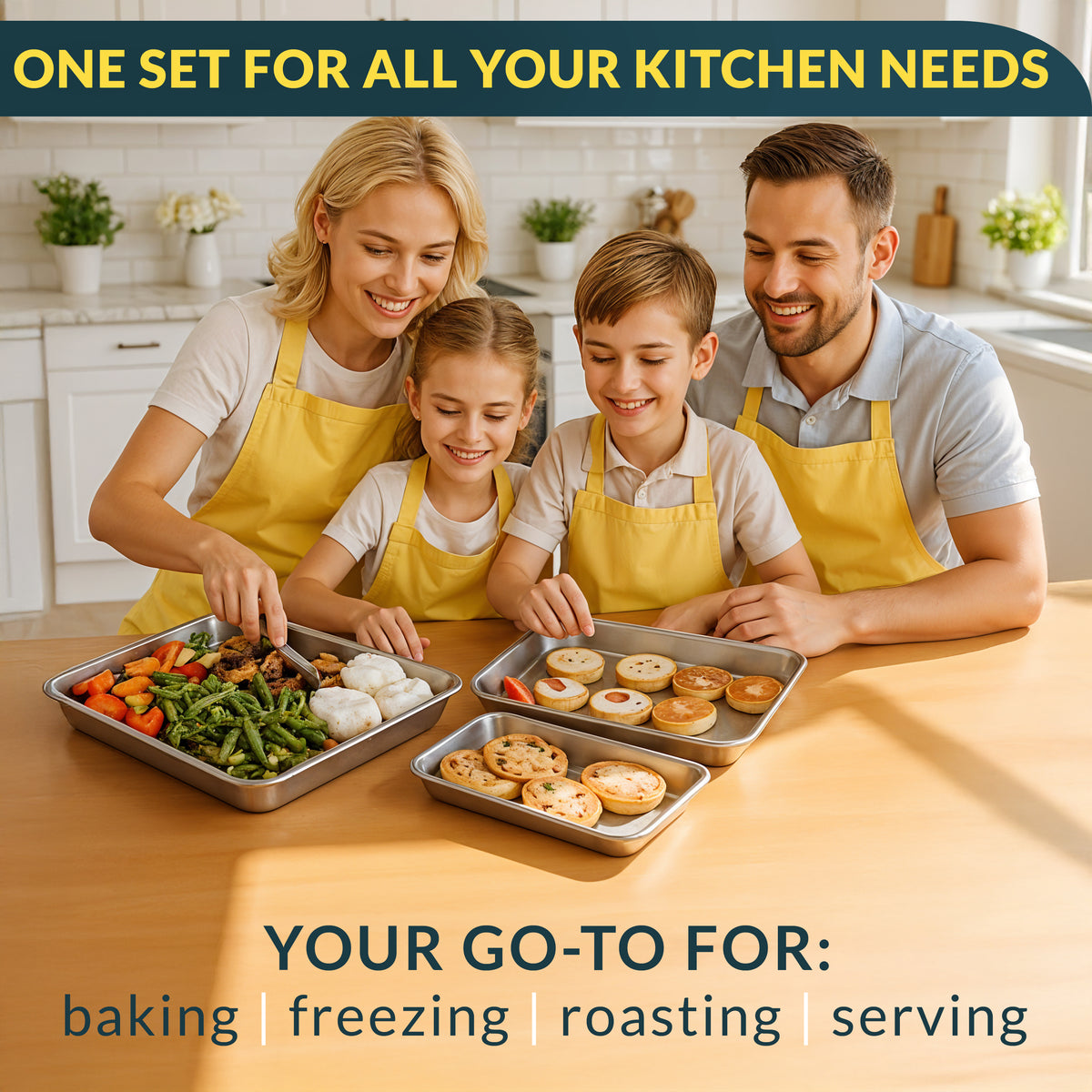Stainless Steel Cookie Sheet Set of 3, 9/12/16" Baking Sheet Pans Baking Set of 3, Mirror Finish, Non-Stick, Rust Resistant, BPA Free, Dishwasher Safe, 9/12/16"
