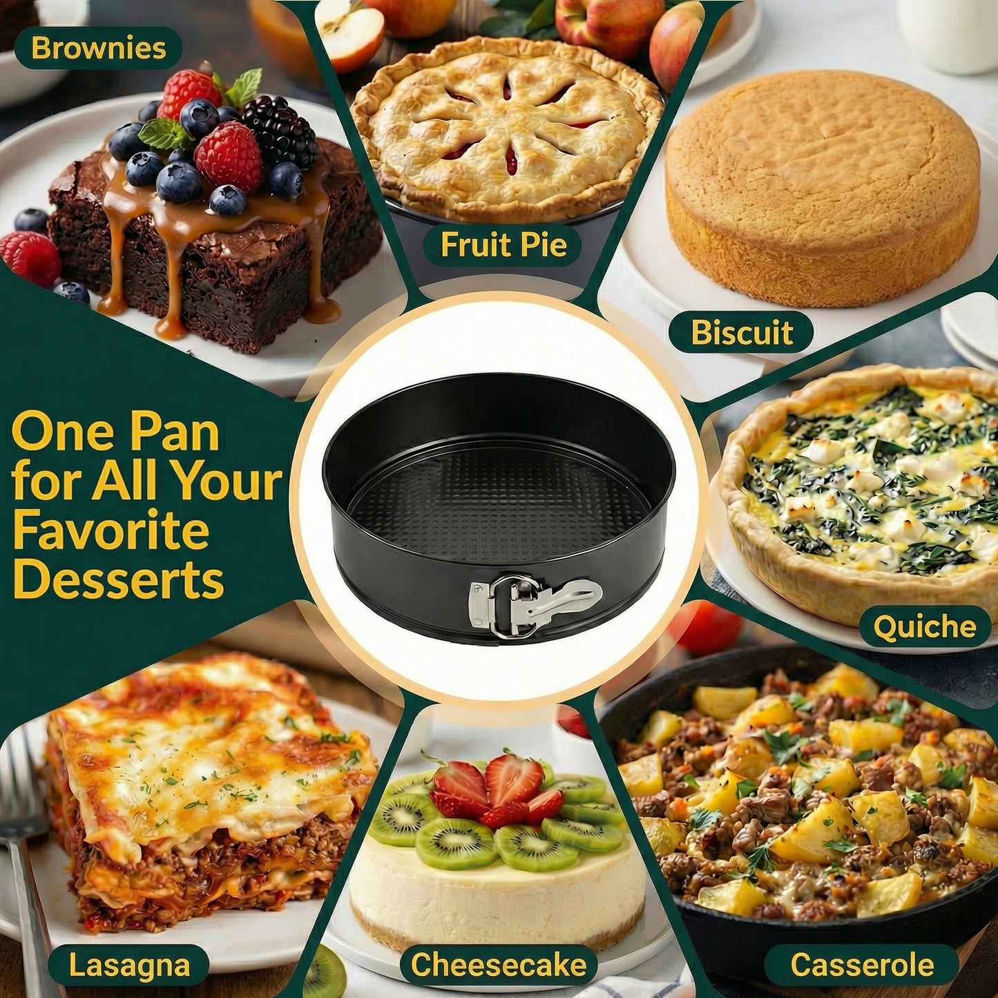 Cheesecake Pan 9" Carbon Steel With Removable Bottom – Leakproof Design Nonstick Coating Springform – Durable Cake Mold With Secure Latch, Even Heat Cheese Cake Pans For Baking
