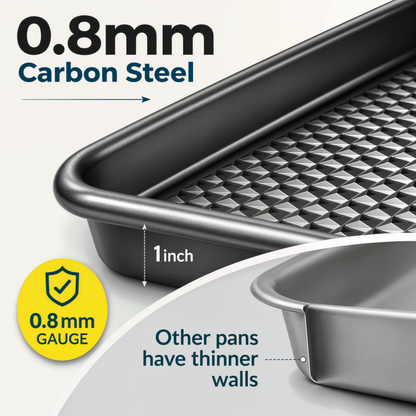 Baking Pans Set of 3, Diamond Texture Cookie Sheets, Dark Gray Baking Sheet 3 Sizes: 17.5/15.5/13.5", 0.8mm Carbon Steel, Two-Layer Non-Stick Coating, Oven Safe to 450°F, PFAS/PFOA/BPA Free