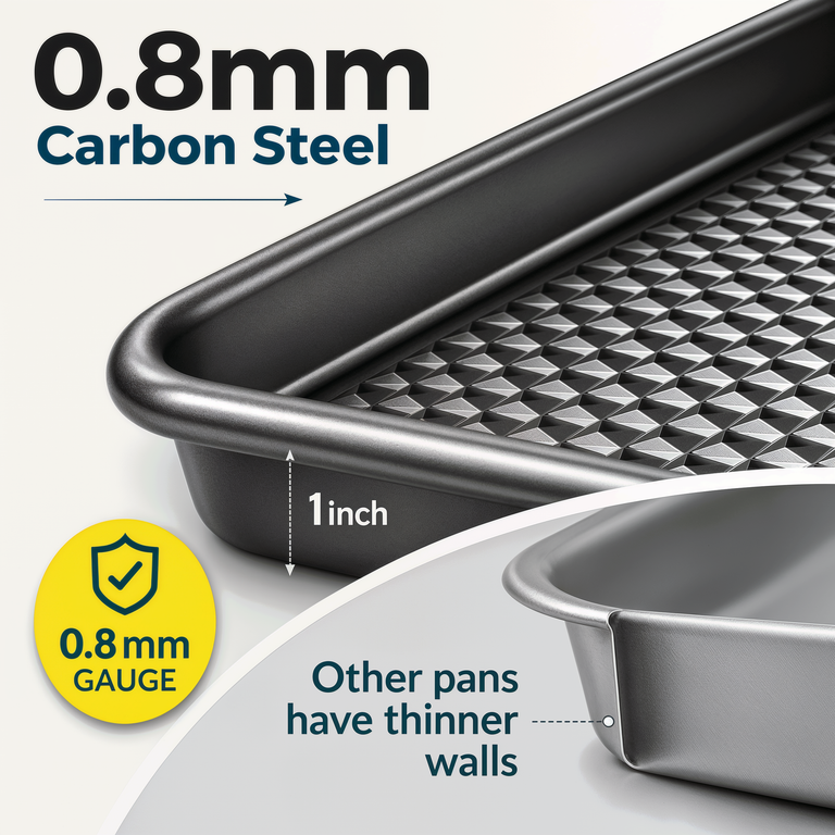 Baking Pans Set of 3, Diamond Texture Cookie Sheets, Dark Gray Baking Sheet 3 Sizes: 17.5/15.5/13.5