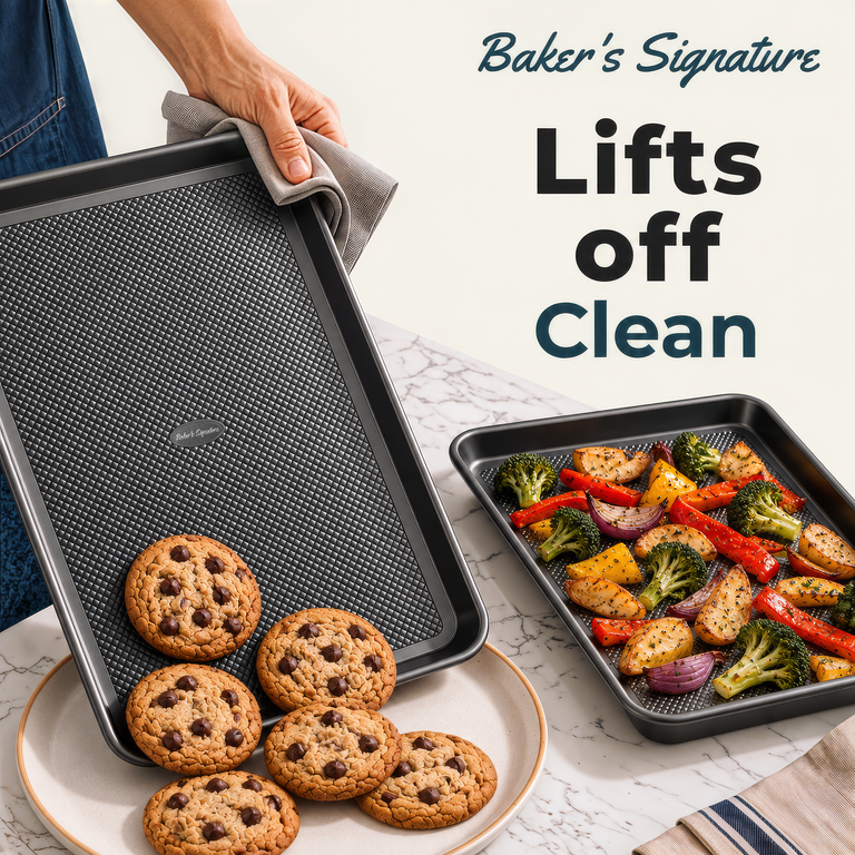 Baking Pans Set of 3, Diamond Texture Cookie Sheets, Dark Gray Baking Sheet 3 Sizes: 17.5/15.5/13.5