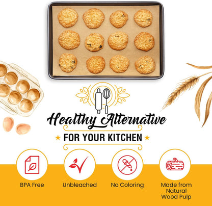 Parchment Paper Baking Sheets by Baker's Signature | Precut Non-Stick & Unbleached - Will Not Curl or Burn - Non-Toxic & Comes in Convenient Packaging - 12x16 Inch Pack of 120
