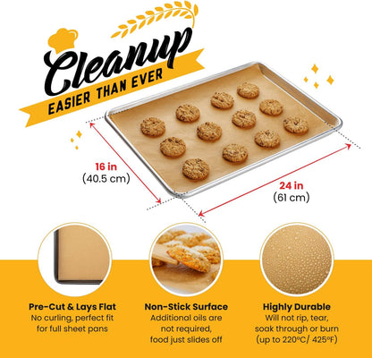 Parchment Paper Baking Sheets by Baker's Signature | Precut Non-Stick & Unbleached - Will Not Curl or Burn - Non-Toxic & Comes in Convenient Packaging - 12x16 Inch Pack of 120