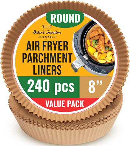 240 pcs Air Fryer Liners for Ninja, Round Disposable Airfryer Paper Liners – Non-Stick and Oil Proof for Easy Cleanup, Great for Oven, Pans & Baking – 8 Inch for 5-8 qt Basket by Baker's Signature