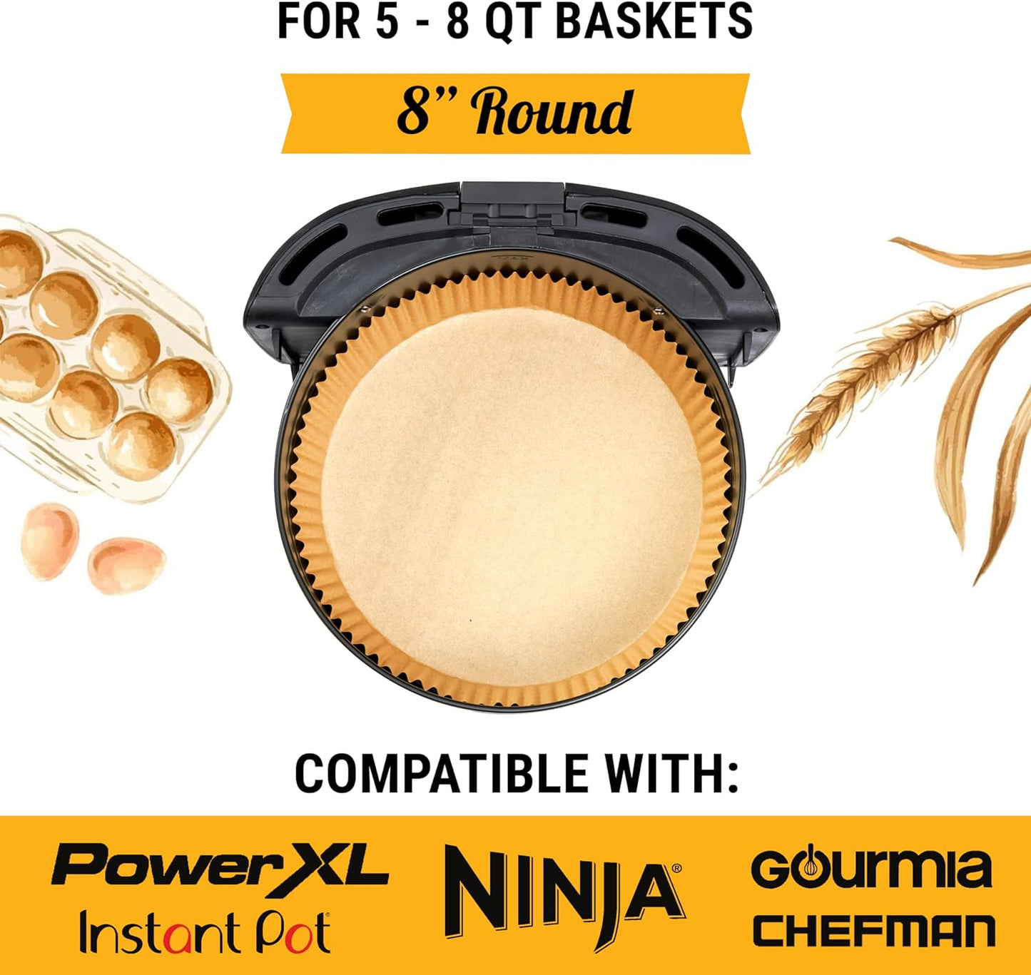 240 pcs Air Fryer Liners for Ninja, Round Disposable Airfryer Paper Liners – Non-Stick and Oil Proof for Easy Cleanup, Great for Oven, Pans & Baking – 8 Inch for 5-8 qt Basket by Baker's Signature