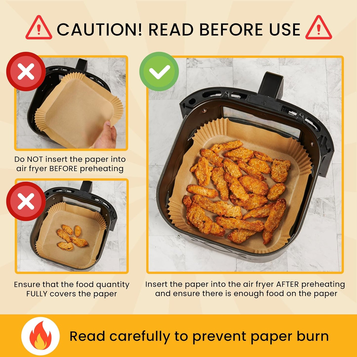 240 pcs Air Fryer Liners, Disposable Airfryer Paper Liners – Non-Stick and Oil Proof for Easy Cleanup, Great for Oven, Pans & Baking – 8” Square for 5-8 qt Basket by Baker's Signature