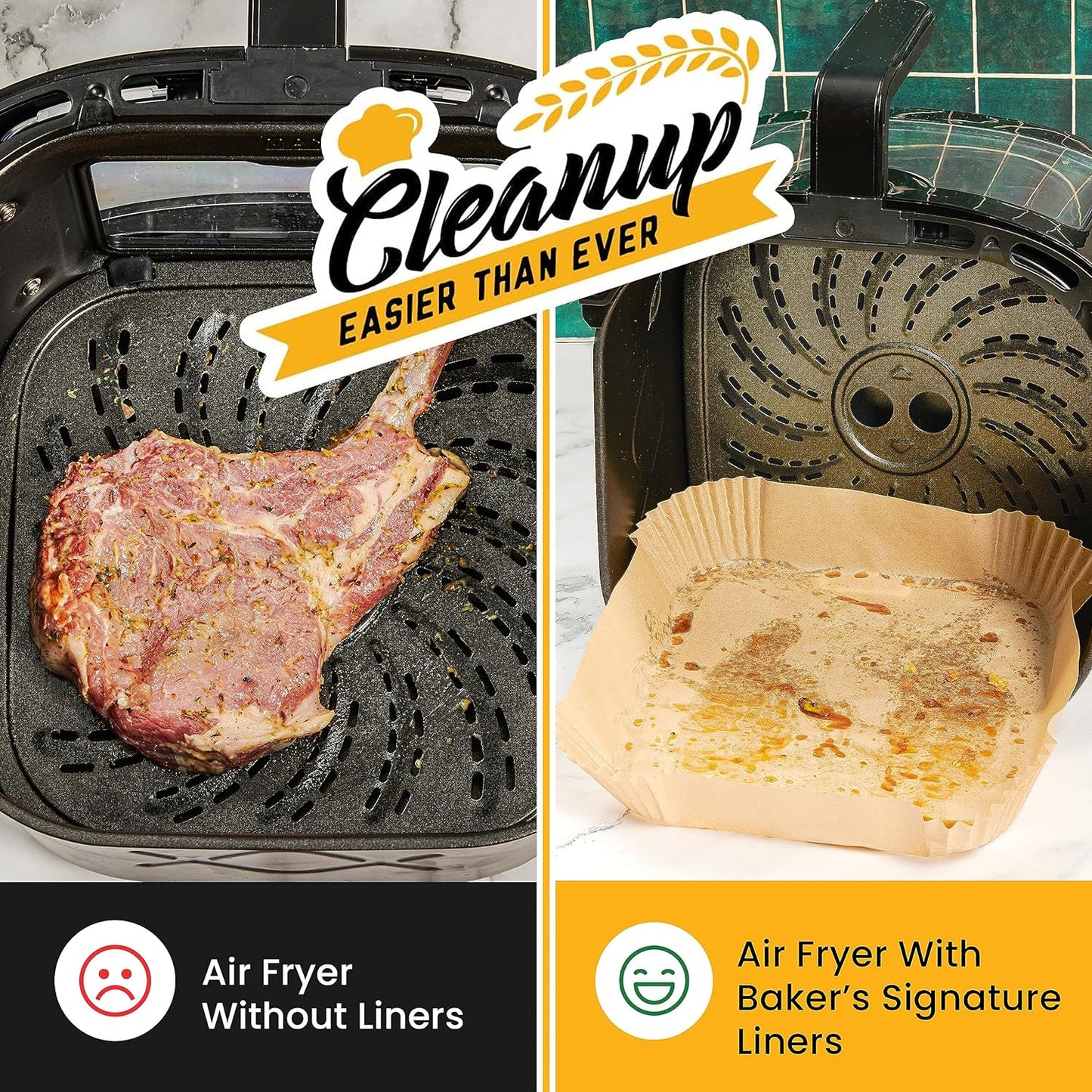 240 pcs Air Fryer Liners, Disposable Airfryer Paper Liners – Non-Stick and Oil Proof for Easy Cleanup, Great for Oven, Pans & Baking – 8” Square for 5-8 qt Basket by Baker's Signature