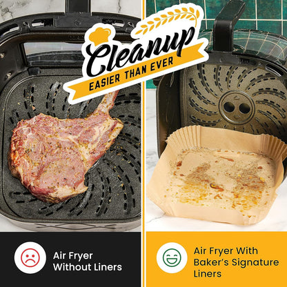 240 pcs Air Fryer Liners, Disposable Airfryer Paper Liners – Non-Stick and Oil Proof for Easy Cleanup, Great for Oven, Pans & Baking – 8” Square for 5-8 qt Basket by Baker's Signature