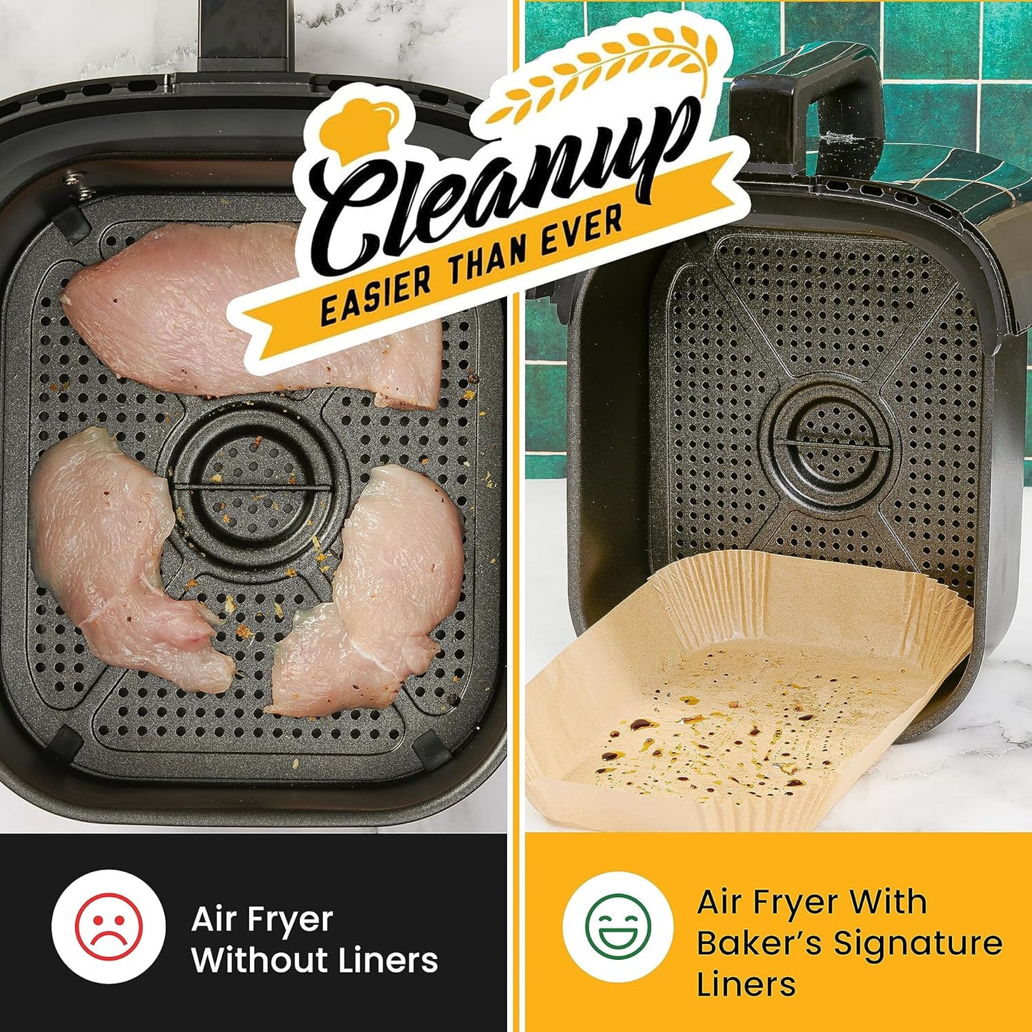 Air Fryer Liners for Ninja Foodi Dual – 120Pcs Disposable Parchment Paper for Ninja DZ201 DZ401, Instant Pot Vortex Plus, PowerXL Vortex – Non-Stick and Oil Proof for Easy Cleanup by Baker's Signature
