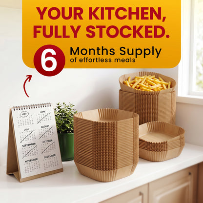 Air Fryer Liners Disposable, 400 Pcs 8" Square for 5-8 qt Basket Oil-proof grease guard for 5-8 qt basket, no scrubbing or residue; oven and microwave safe, food grade, 400 count
