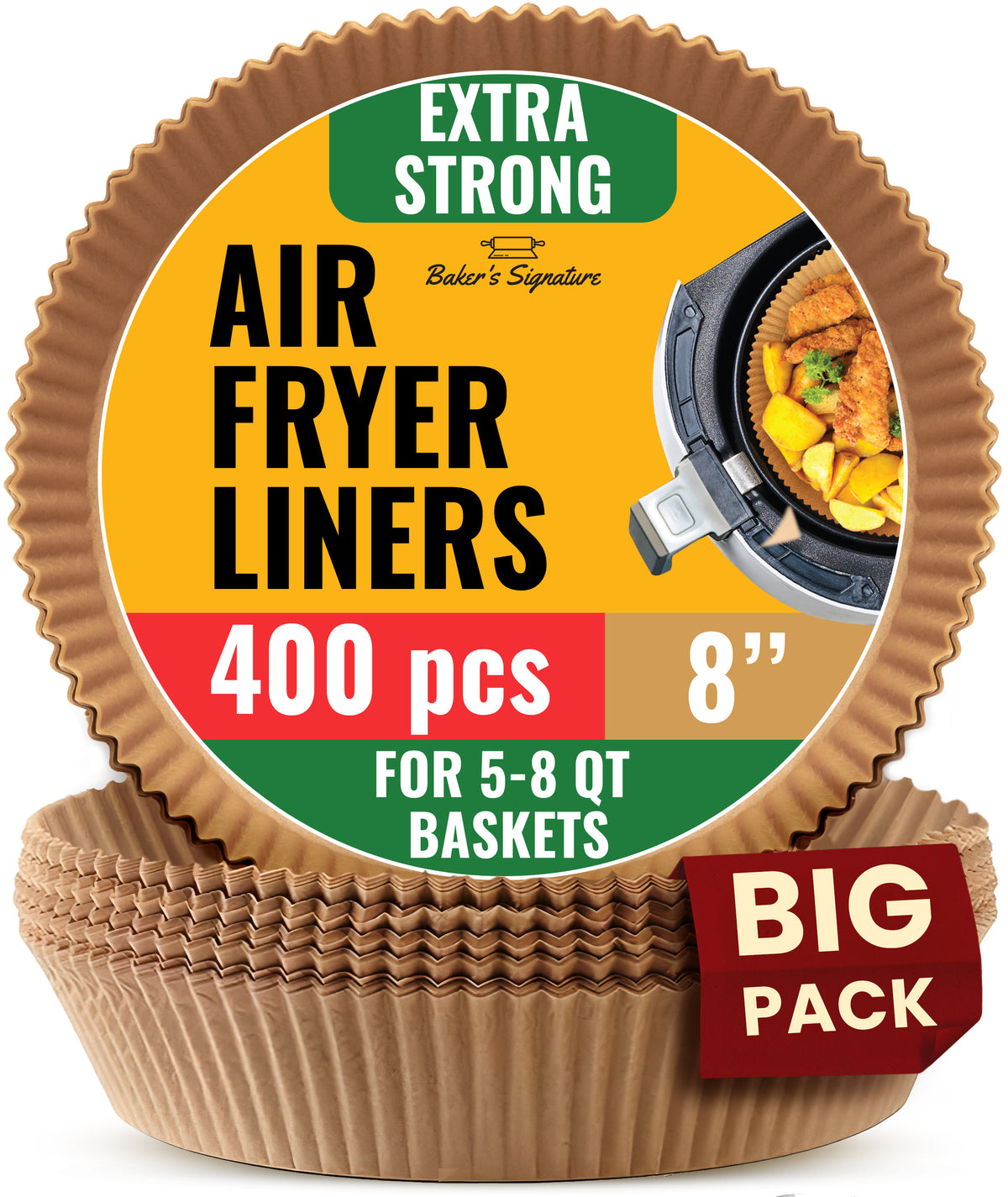 Round Air Fryer Liners for Ninja, 400 Pcs 8" for 5-8 qt Basket Disposable Non-Stick & Oil-Proof for Easy Cleanup – Unbleached Wood Pulp, Fits Foodi & Instant Pot