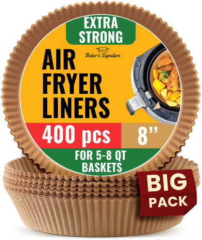Round Air Fryer Liners for Ninja, 400 Pcs 8" for 5-8 qt Basket Disposable Non-Stick & Oil-Proof for Easy Cleanup – Unbleached Wood Pulp, Fits Foodi & Instant Pot