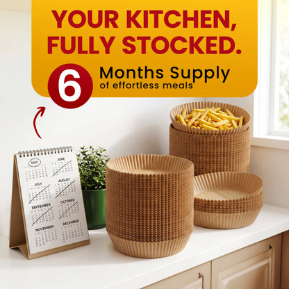 Round Air Fryer Liners for Ninja, 400 Pcs 8" for 5-8 qt Basket Disposable Non-Stick & Oil-Proof for Easy Cleanup – Unbleached Wood Pulp, Fits Foodi & Instant Pot