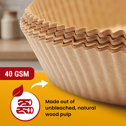 Round Air Fryer Liners for Ninja, 400 Pcs 8" for 5-8 qt Basket Disposable Non-Stick & Oil-Proof for Easy Cleanup – Unbleached Wood Pulp, Fits Foodi & Instant Pot