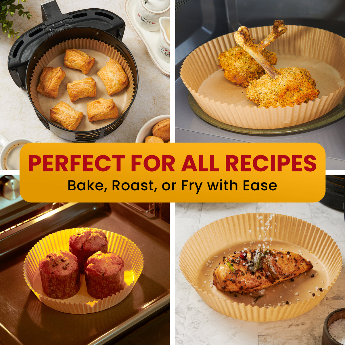 Round Air Fryer Liners for Ninja, 400 Pcs 8" for 5-8 qt Basket Disposable Non-Stick & Oil-Proof for Easy Cleanup – Unbleached Wood Pulp, Fits Foodi & Instant Pot