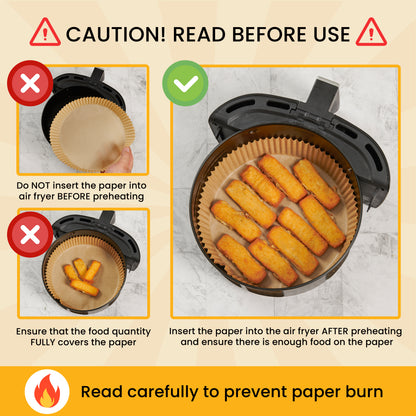 Round Air Fryer Liners for Ninja, 400 Pcs 8" for 5-8 qt Basket Disposable Non-Stick & Oil-Proof for Easy Cleanup – Unbleached Wood Pulp, Fits Foodi & Instant Pot