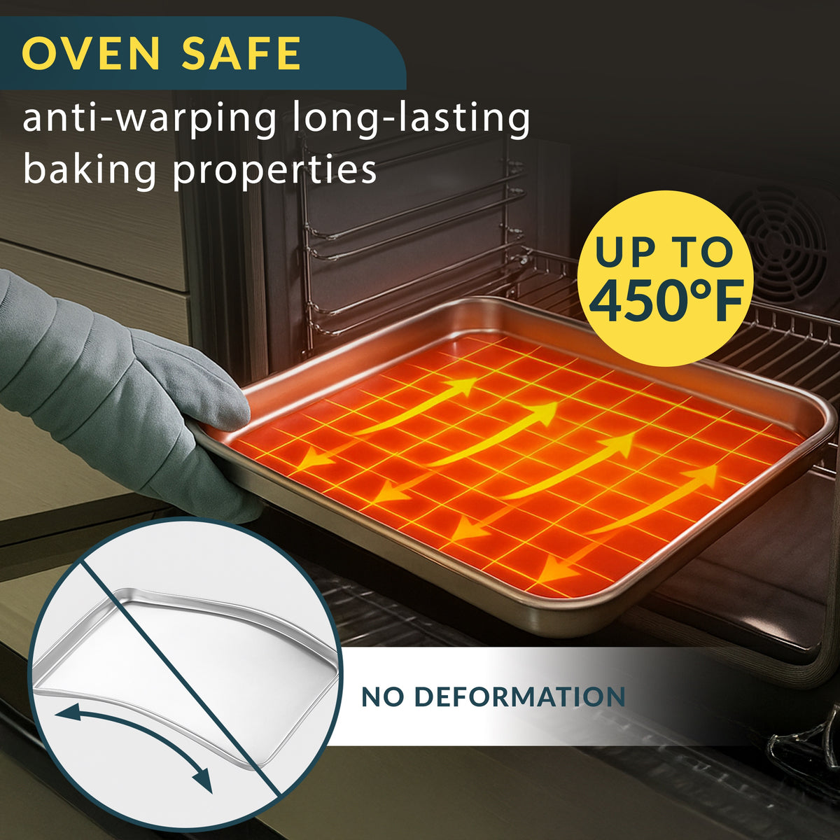 Stainless Steel Cookie Sheet Set of 2, 16" Baking Sheet Pans, Non-Stick Mirror finish & rust-resistant; BPA-free and dishwasher safe; ideal for everyday oven roasting