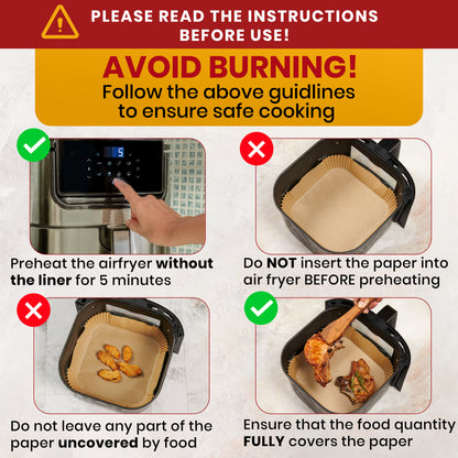 Air Fryer Liners Disposable 400 Pcs, 6.5" Square Parchment Paper Non-Stick Oil-proof grease guard for 2-5 qt compact basket, no scrubbing or residue; oven and microwave safe, 400 count