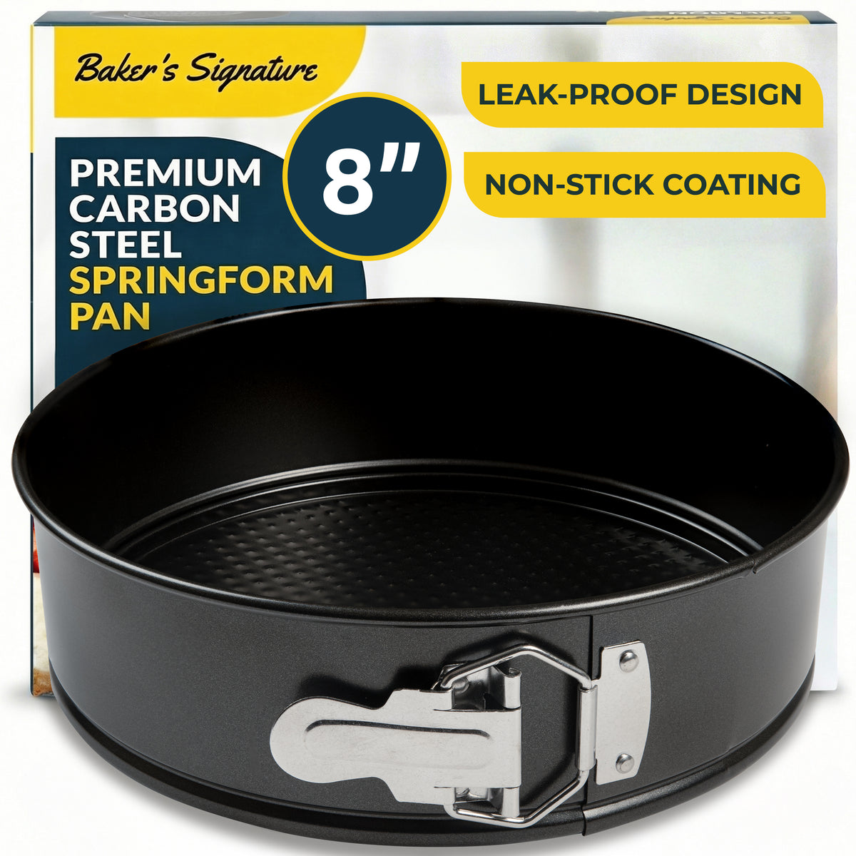 Cheesecake Pan 8" Carbon Steel With Removable Bottom – Leakproof Design Nonstick Coating Springform – Durable Cake Mold With Secure Latch, Even Heat Cheese Cake Pans For Baking
