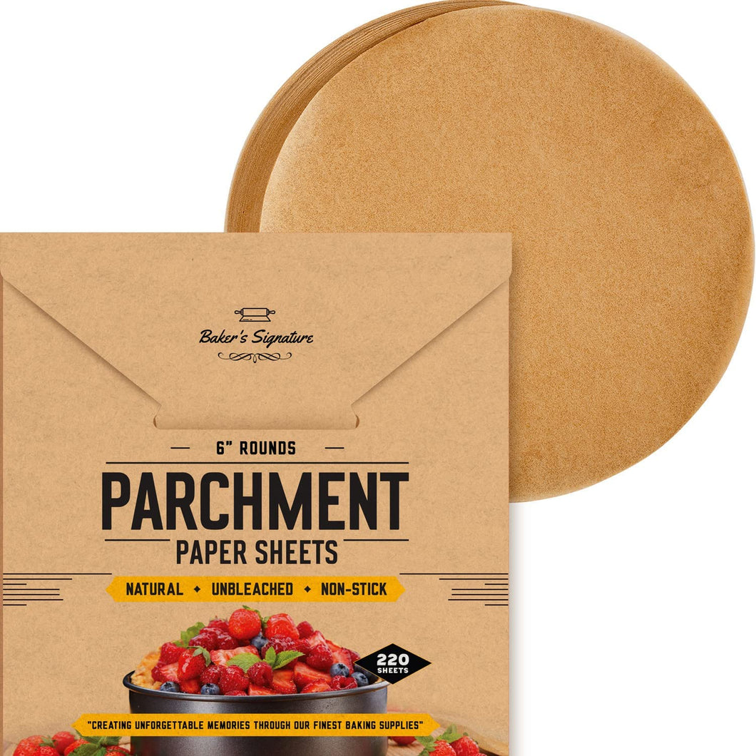 6 Inch Cake Pan Unbleached Parchment Paper Sheets 120 Pack – Baker's  Signature