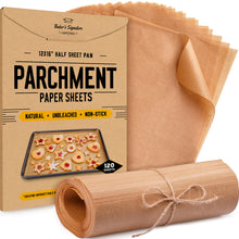 Load image into Gallery viewer, Parchment Paper Baking Sheets by Baker&#39;s Signature | Precut Non-Stick &amp; Unbleached - Will Not Curl or Burn - Non-Toxic &amp; Comes in Convenient Packaging - 12x16 Inch Pack of 120