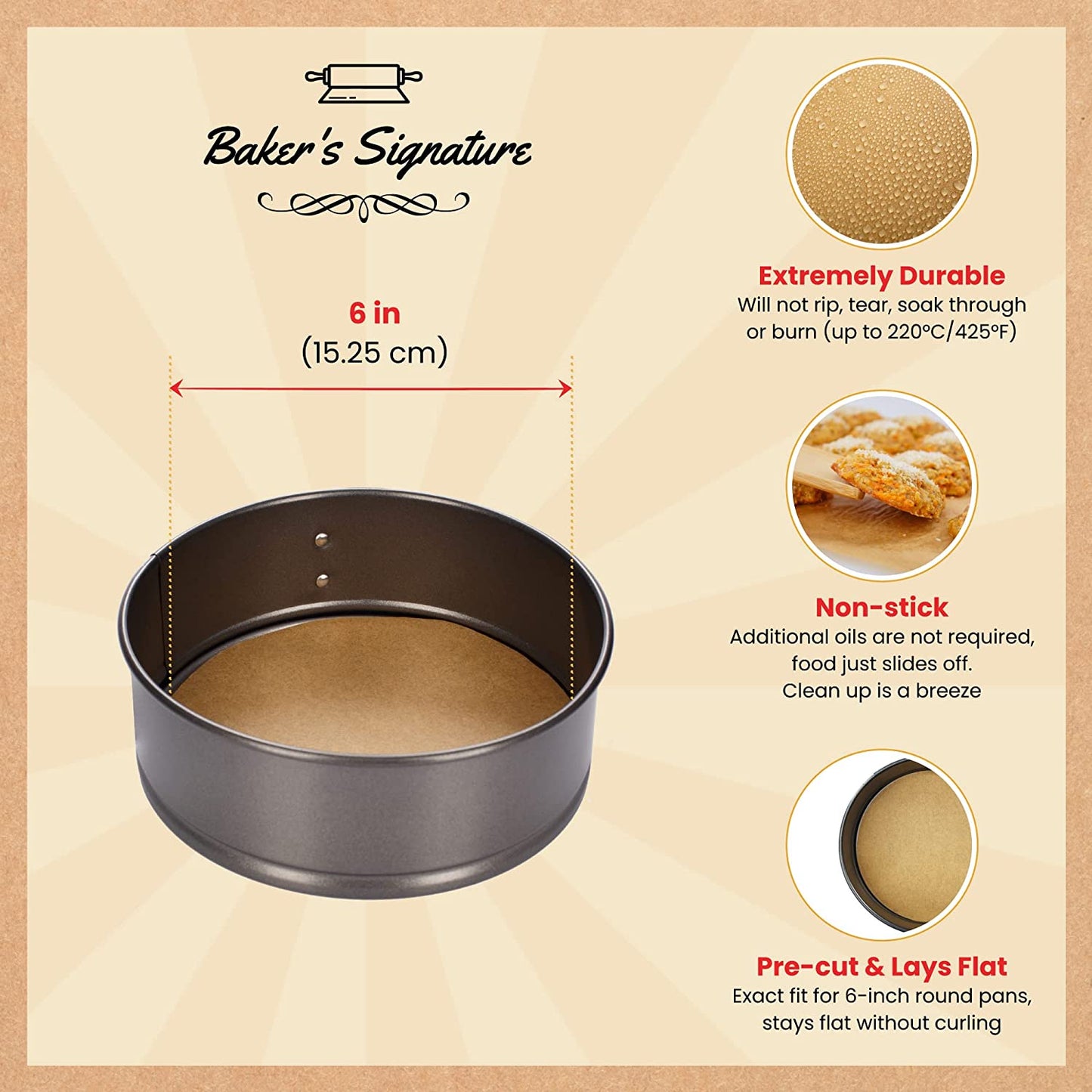 6 Inch Cake Pan Unbleached Parchment Paper Sheets 120 Pack