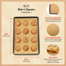 Load image into Gallery viewer, Parchment Paper Baking Sheets by Baker&#39;s Signature | Precut Non-Stick &amp; Unbleached - Will Not Curl or Burn - Non-Toxic &amp; Comes in Convenient Packaging - 12x16 Inch Pack of 120