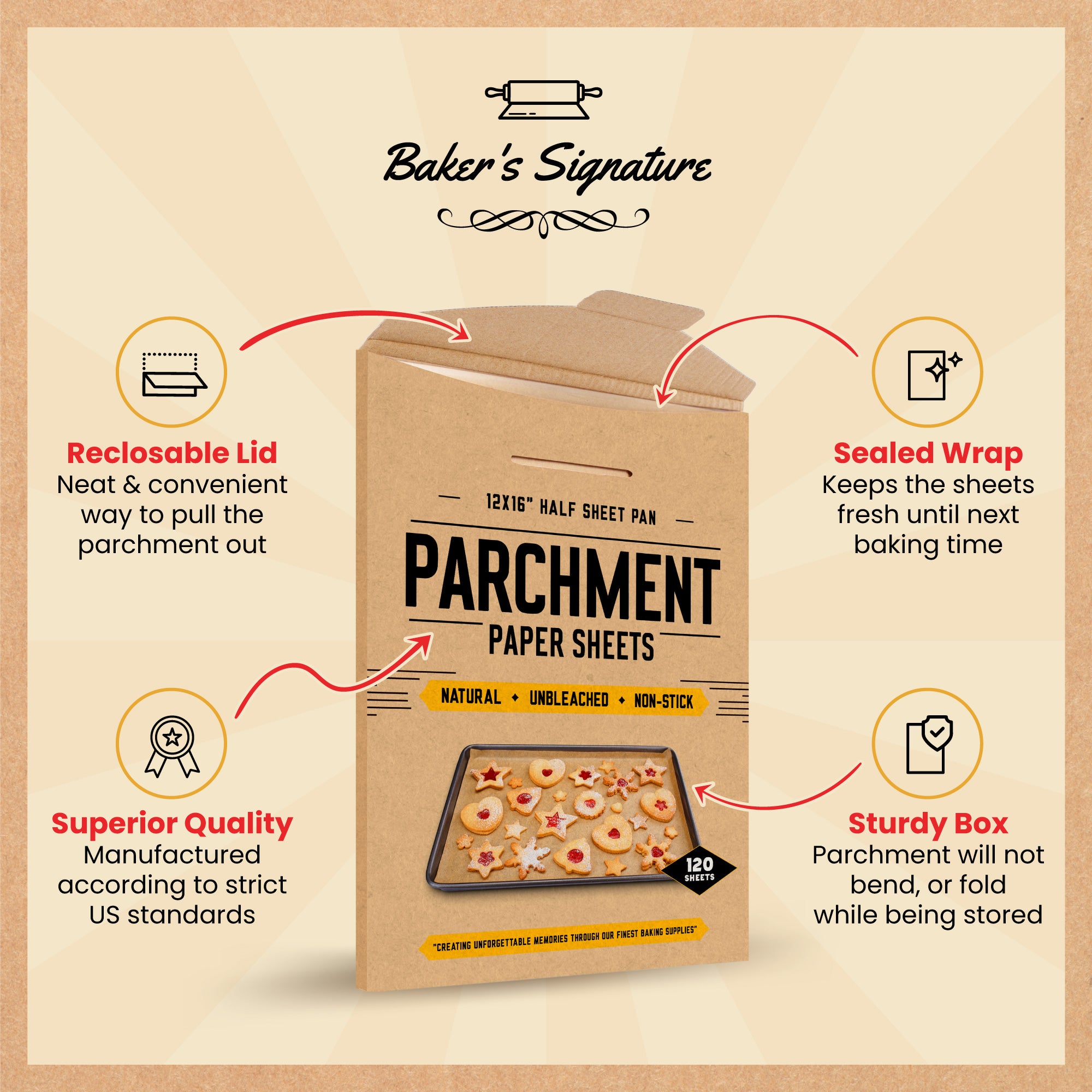 BAKLICIOUS 220 pcs 12x16 in parchment paper sheets, baklicious pre-cut  non-stick parchment baking paper for air fryer, oven, bakeware, s