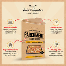 Load image into Gallery viewer, Parchment Paper Baking Sheets by Baker&#39;s Signature | Precut Non-Stick &amp; Unbleached - Will Not Curl or Burn - Non-Toxic &amp; Comes in Convenient Packaging - 12x16 Inch Pack of 120