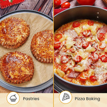 Load image into Gallery viewer, 9 Inch Rounds Pack of 220 Parchment Paper Baking Sheets by Baker’s Signature | Precut Silicone Coated &amp; Unbleached – Will Not Curl or Burn – Non-Toxic &amp; Comes in Convenient Packaging